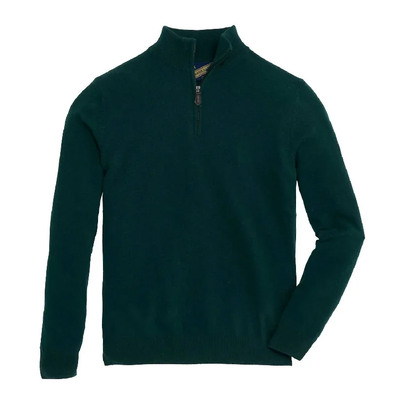 Men's modern sweater-James Cashmere 1/4 Zip Sweater In Botanical Garden