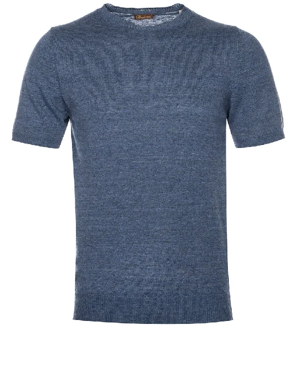 Men's UV-protection t-shirt-Knitted T-shirt Blue