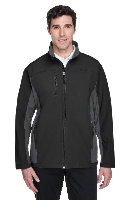 Men's eco-conscious field jacket-Devon & Jones Mens Wind & Water Resistant Full Zip Jacket - Black/Dark Grey - Closeout