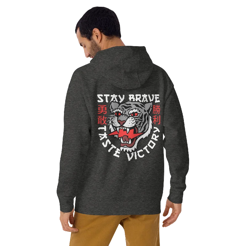 Men's modern hoodie-Stay Brave - Dark grey hoodie