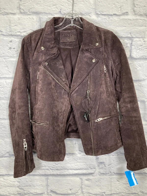 Men's fashionable bomber jacket-Jacket Moto Leather By Blanknyc In Purple, Size: S