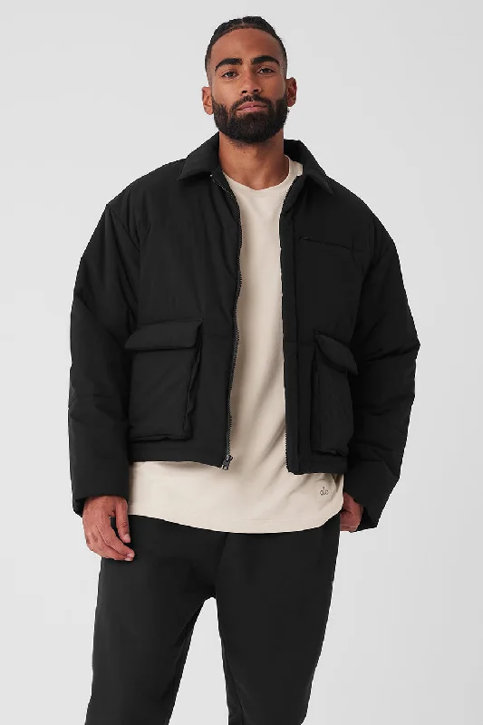 Men's versatile fleece-Voyage Utility Cargo Jacket - Black