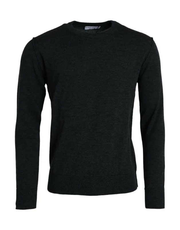 Men's quick-dry knitwear-Dolce & Gabbana Wool Crew Neck Pullover Men's Sweater