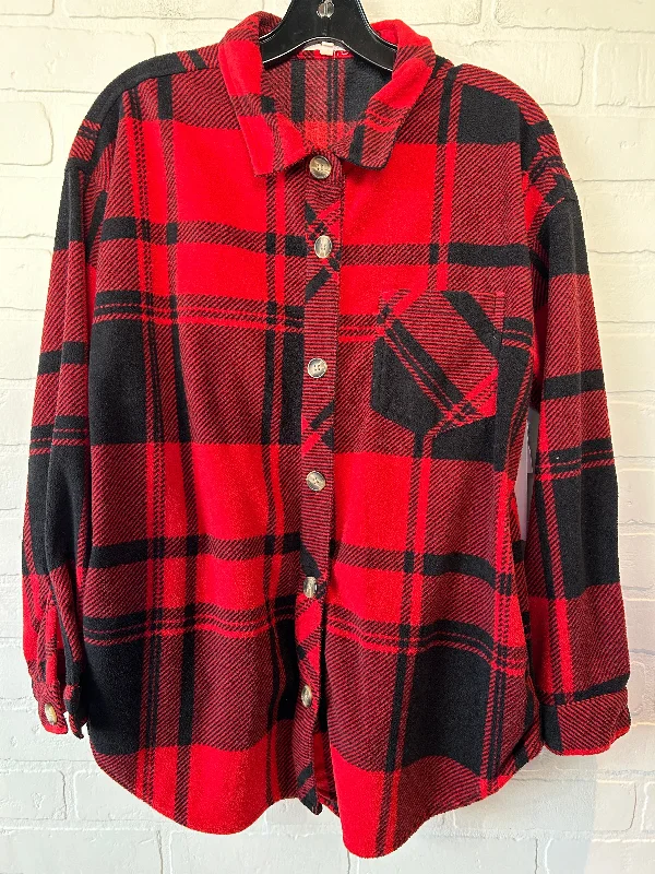 Men's quick-dry raincoat-Jacket Shirt By Maurices In Black & Red, Size: M