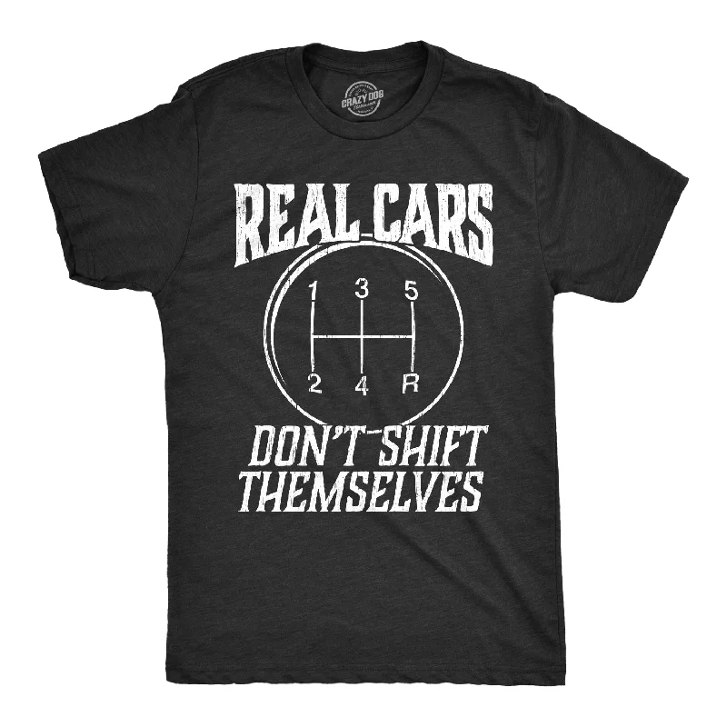 Men's longline t-shirt-Real Cars Don't Shift Themselves Men's T Shirt