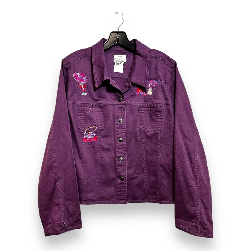 Men's eco-conscious field jacket-Jacket Denim By Christopher And Banks In Purple, Size: Xl