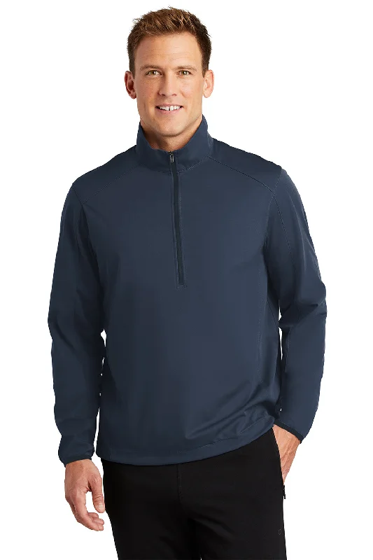 Men's sporty raincoat-Port Authority Mens Active Wind & Water Resistant 1/4 Zip Jacket - Dress Navy Blue