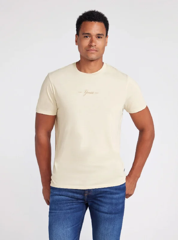 Men's quick-dry sports t-shirt-Cream Stacked 1981 Logo T-Shirt