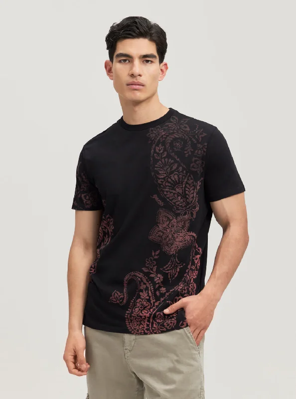 Men's quick-dry sports t-shirt-Eco Black Faded Paisley T-Shirt