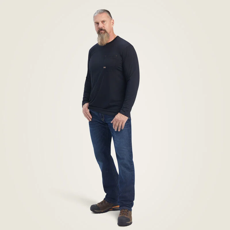 Men's relaxed fit t-shirt-Ariat Men's Rebar Workman Born For This Graphic Long Sleeve Tee