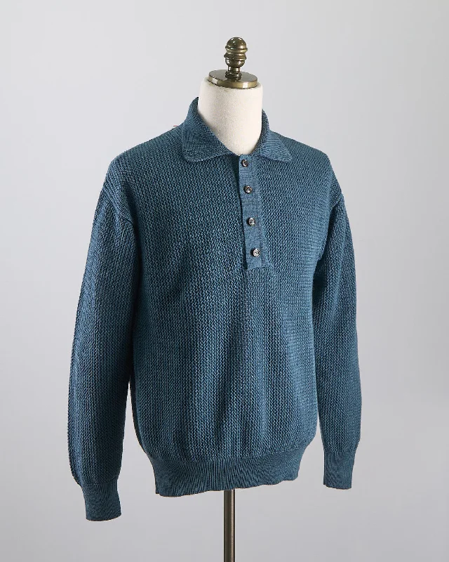 Men's fashion-forward office polo shirt-Openwork Stitch Polo Sweater