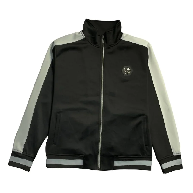 Men's activewear sweatshirt-Men's Track Jacket In Black/white