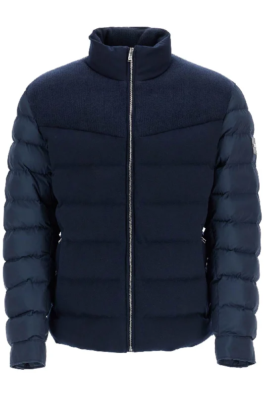 Men's modern field coat-Boss Men's  blue High Collar Padded Coat H-Clanello