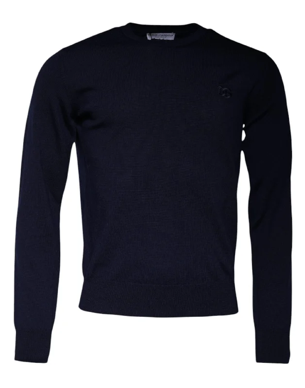 Men's construction knit-Dolce & Gabbana DG Logo Wool Crew Neck Pullover Men's Sweater (Pre-Owned)