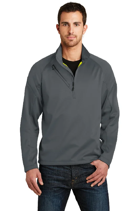 Men's sustainable puffer jacket-Ogio Mens Torque II Wind & Water Resistant 1/4 Zip Jacket - Diesel Grey/Nitro Yellow - Closeout