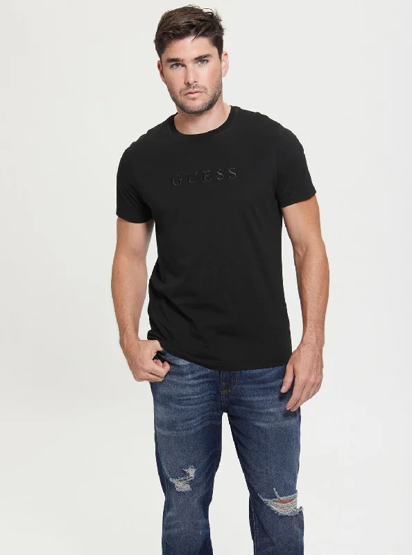 Men's thermoregulating t-shirt-Black Pima Logo T-Shirt