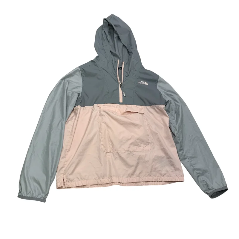 Men's lightweight raincoat-Jacket Windbreaker By The North Face In Grey & Pink, Size: L