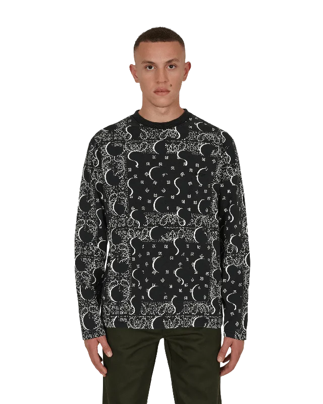 Men's distressed t-shirt-Big Paisley Longsleeve T-Shirt Black